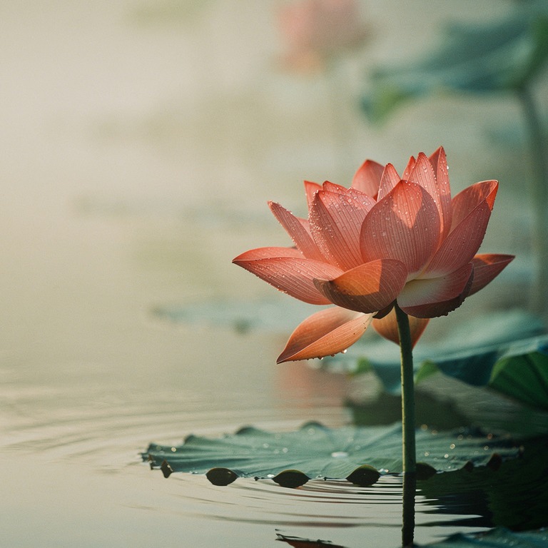 A macro shot of a lotus flower blossoming in the mist, its p... | ShopAyahuascaRetreats