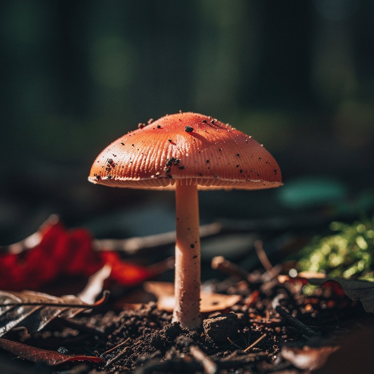 A macro shot of a psilocybin mushroom, with its cap and stem... | ShopAyahuascaRetreats