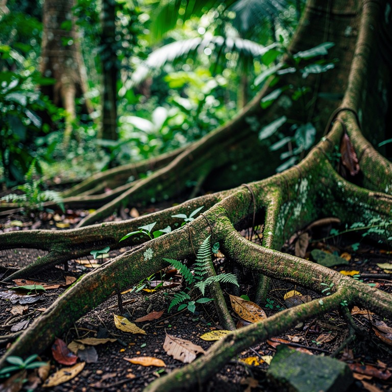A sprawling, ancient root system of a tree stretches across ... | ShopAyahuascaRetreats