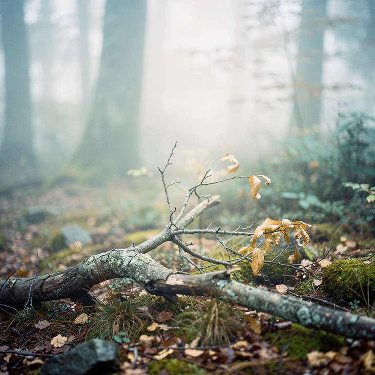 A withered, bare tree branch lies abandoned on a forest floo... | ShopAyahuascaRetreats
