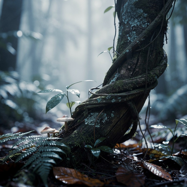 Ayahuasca vine wrapped around an old tree trunk, rainforest ... | ShopAyahuascaRetreats