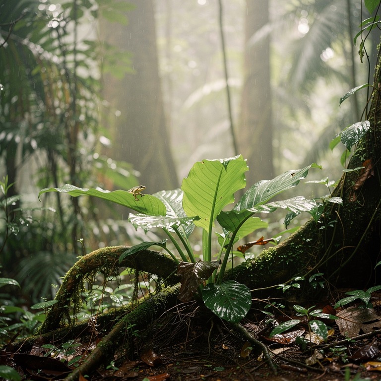 Midday rainforest with vertical light rays through gaps in t... | ShopAyahuascaRetreats