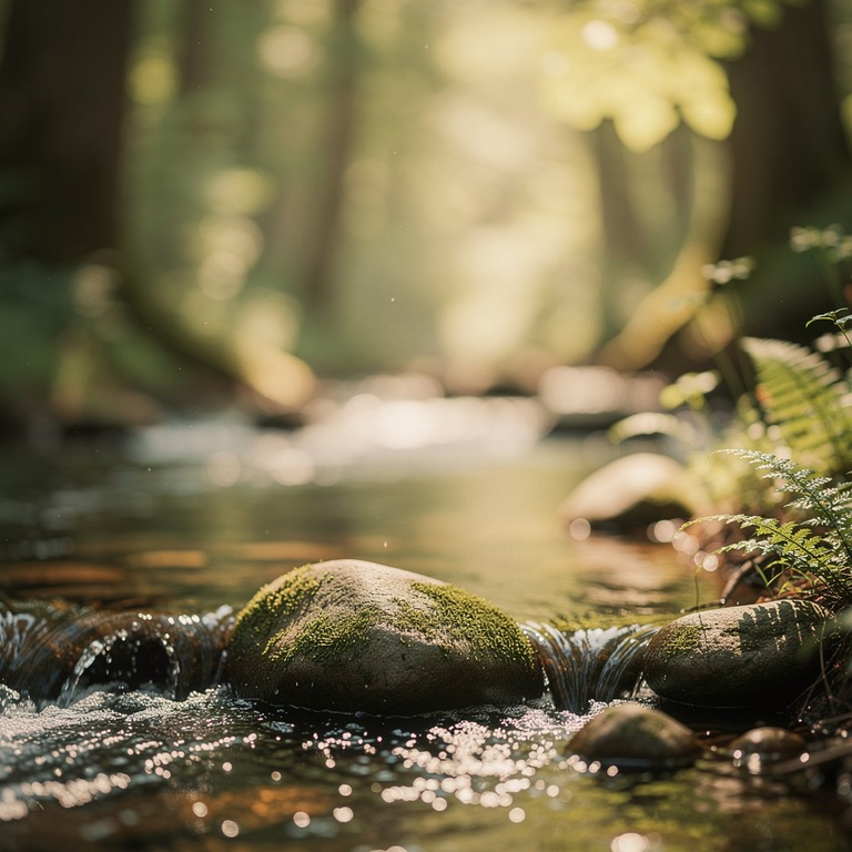 A gentle stream flowing over smooth stones in a serene fores... | ShopAyahuascaRetreats