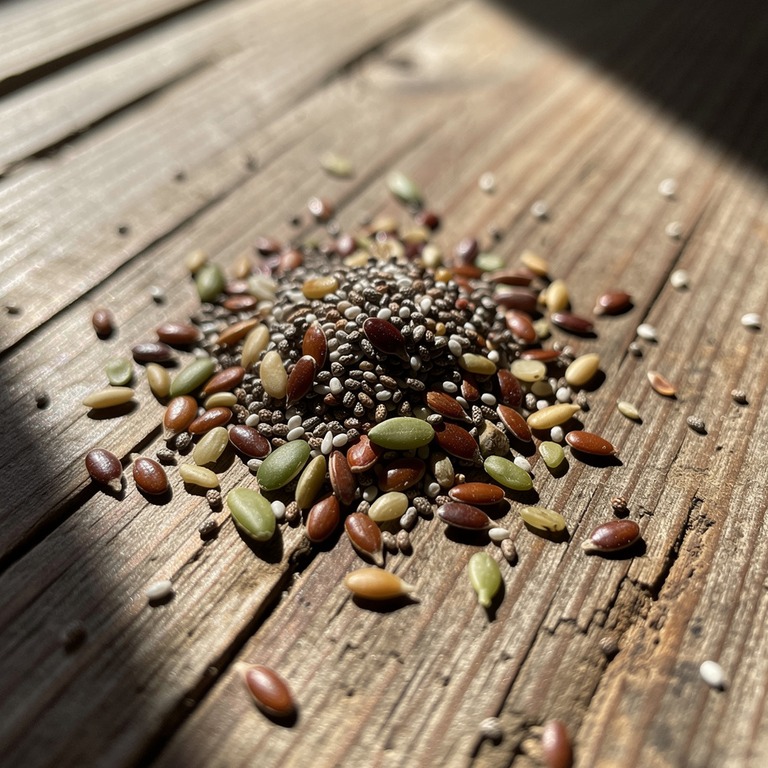 A macro shot of a handful of mixed, colorful seeds like chia... | ShopAyahuascaRetreats