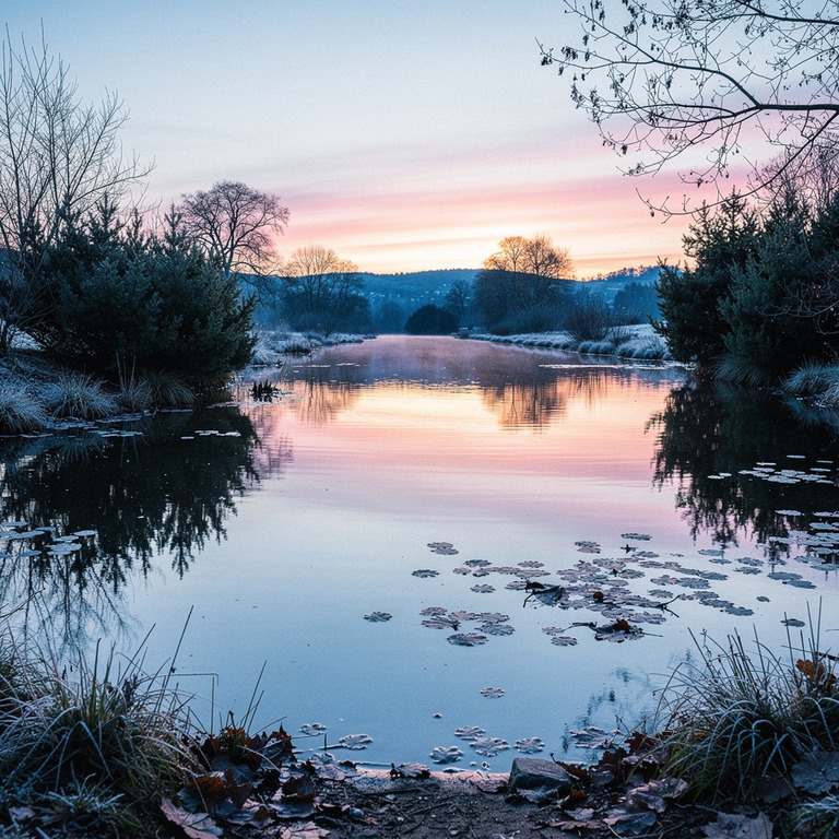 A serene, still pond reflects the vibrant colors of a sunset... | ShopAyahuascaRetreats