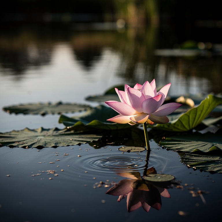 A solitary lotus flower blooming in a serene pond, its petal... | ShopAyahuascaRetreats