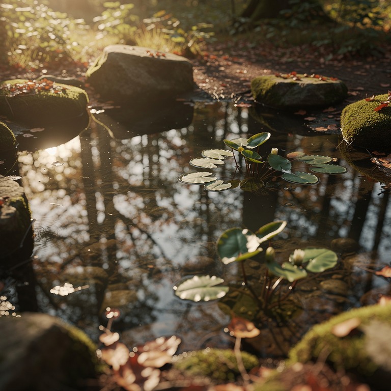 A tranquil forest pool reflecting the dappled sunlight filte... | ShopAyahuascaRetreats