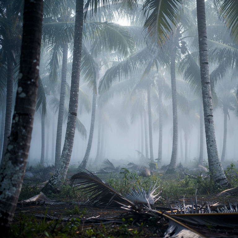 Heart of palm tree grove in a clearing, slender trunks reach... | ShopAyahuascaRetreats