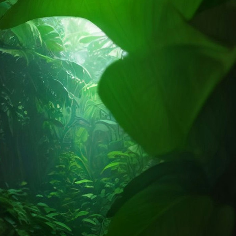 Rain hitting broad tropical leaves, droplets bouncing | ShopAyahuascaRetreats