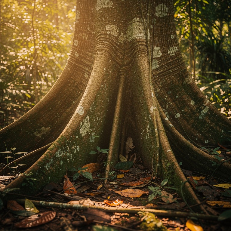 Trunk of a kapok tree with massive buttress roots at jungle ... | ShopAyahuascaRetreats