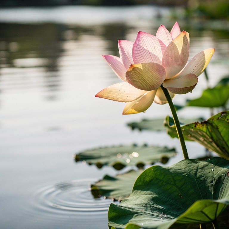 A close-up of a lotus flower blossoming in a quiet pond, wit... | ShopAyahuascaRetreats