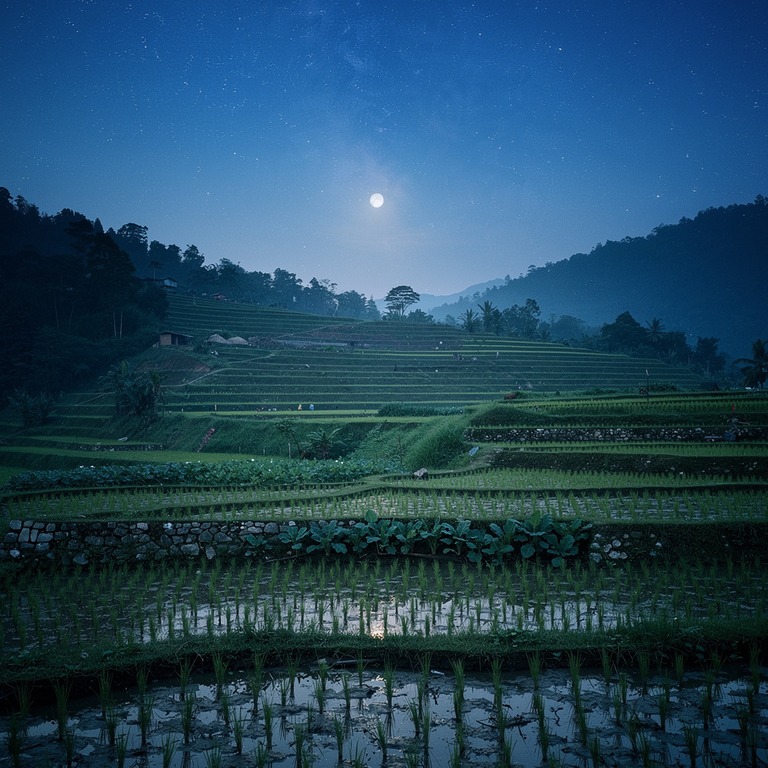 A panoramic view of a terraced, lush green hillside at blue ... | ShopAyahuascaRetreats
