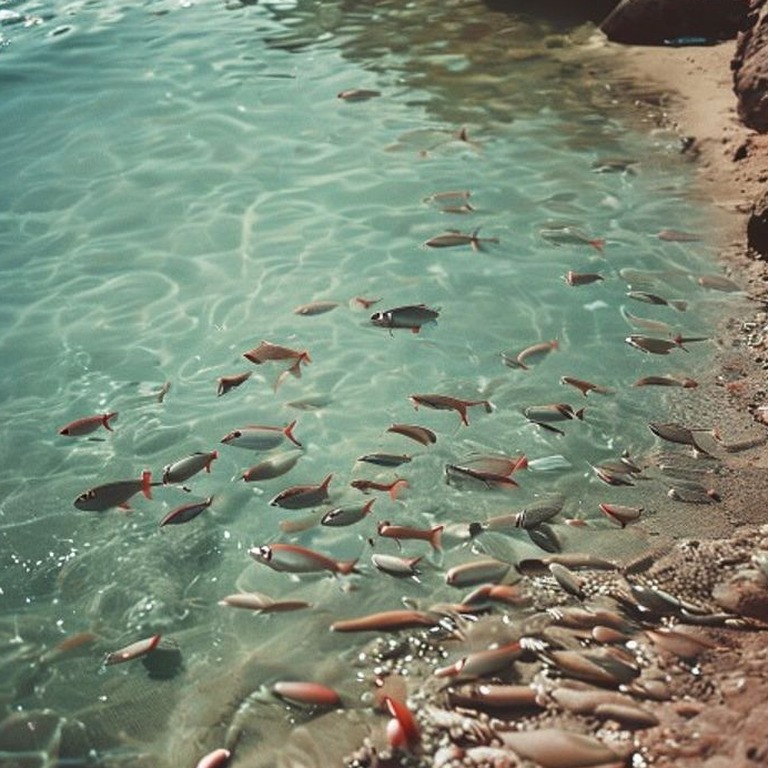 A schools of tiny fish swim together in the shallow waters o... | ShopAyahuascaRetreats