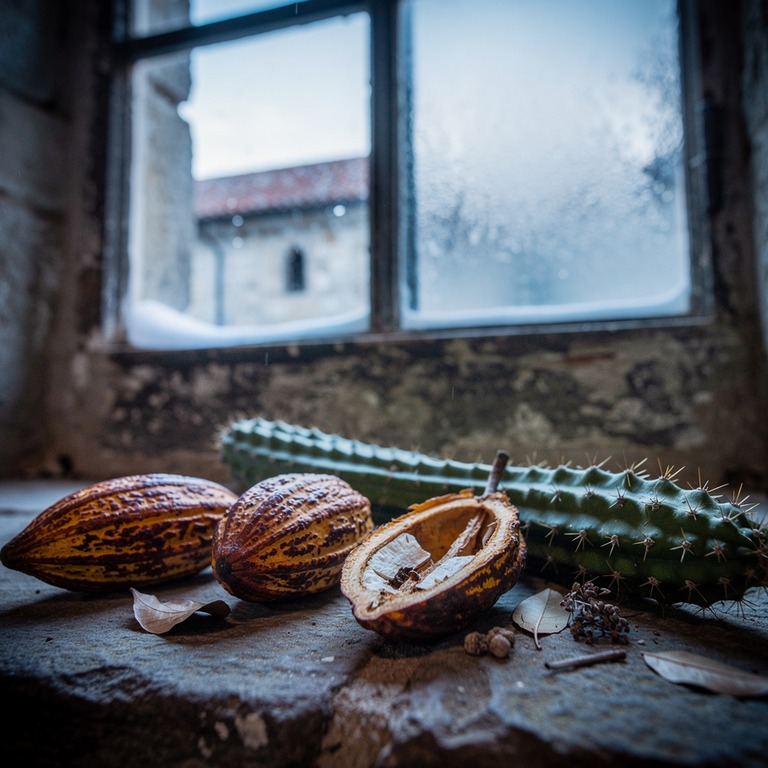 A still life of various botanical specimens, including cacao... | ShopAyahuascaRetreats