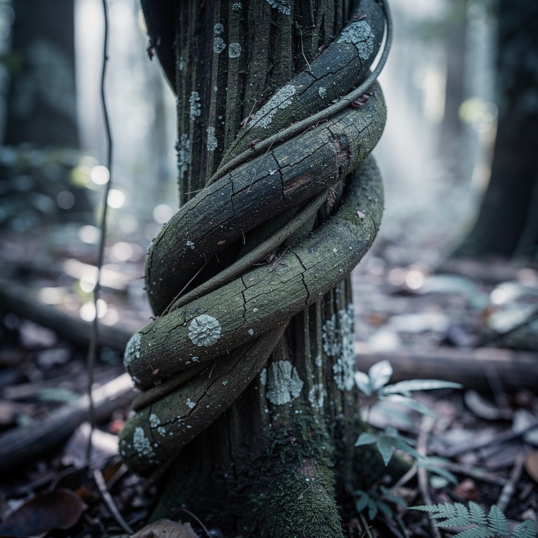Ayahuasca vine wrapped around an old tree trunk, rainforest ... | ShopAyahuascaRetreats