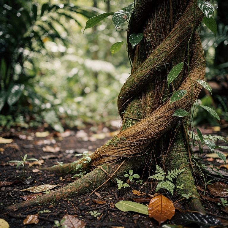 Ayahuasca vine wrapped around an old tree trunk, rainforest ... | ShopAyahuascaRetreats
