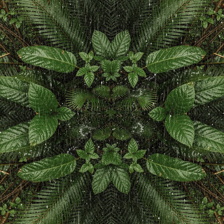 Heavy tropical rain pouring through dense jungle canopy | ShopAyahuascaRetreats
