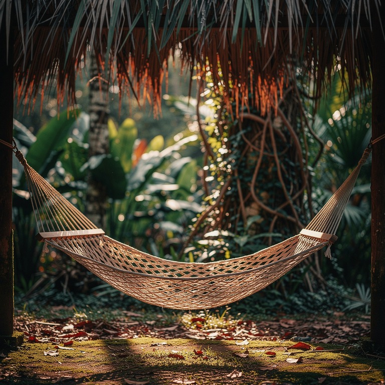 Simple hammock under a thatched palapa, jungle behind | ShopAyahuascaRetreats