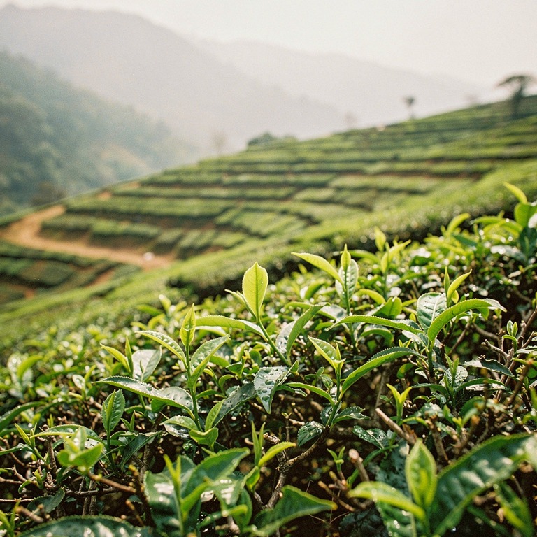 Tea plantation terraces with bright green new leaves, mounta... | ShopAyahuascaRetreats