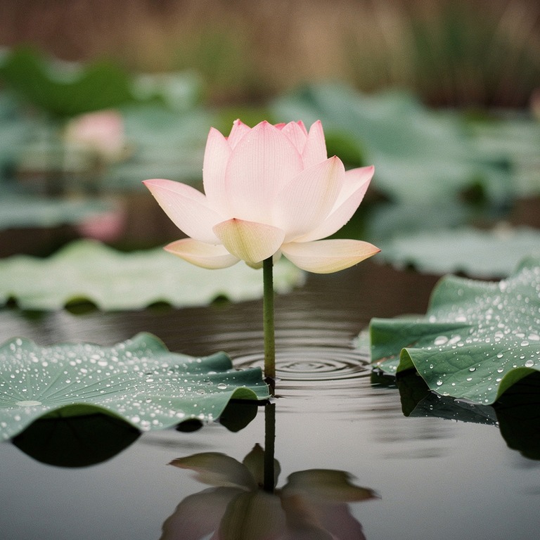 A close-up of a lotus flower blooming in a calm, reflective ... | ShopAyahuascaRetreats