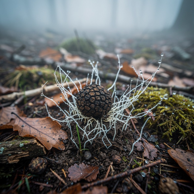 A close-up of a truffle or mycelium growth on the forest flo... | ShopAyahuascaRetreats