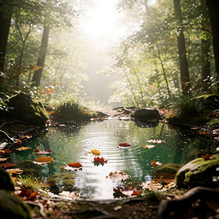A dark, mysterious forest pool, its surface reflecting the d... | ShopAyahuascaRetreats