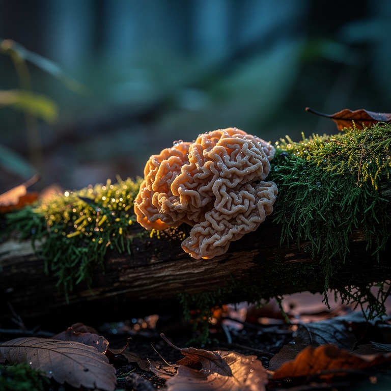 A macro shot of a brain-shaped fungal mycelium growth on a m... | ShopAyahuascaRetreats