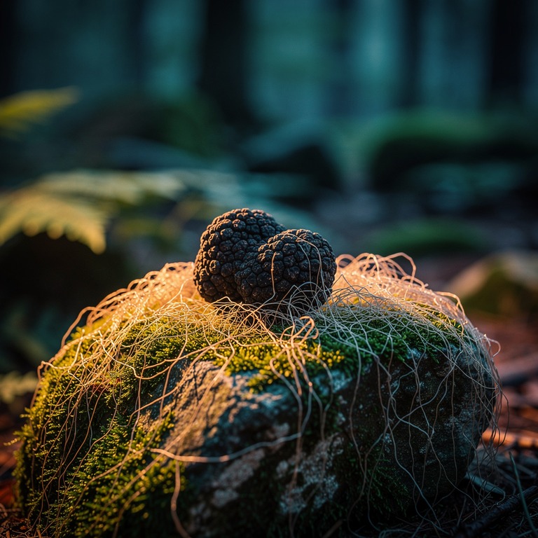 A macro shot of a truffle, its mycelium spreading like a net... | ShopAyahuascaRetreats