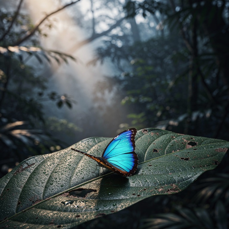 Delicate, iridescent feathers of a morpho butterfly rest on ... | ShopAyahuascaRetreats