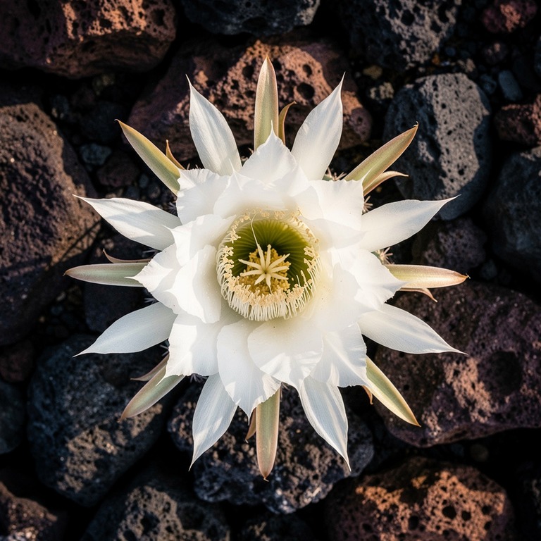A macro shot of a San Pedro cactus flower, its delicate whit... | ShopAyahuascaRetreats