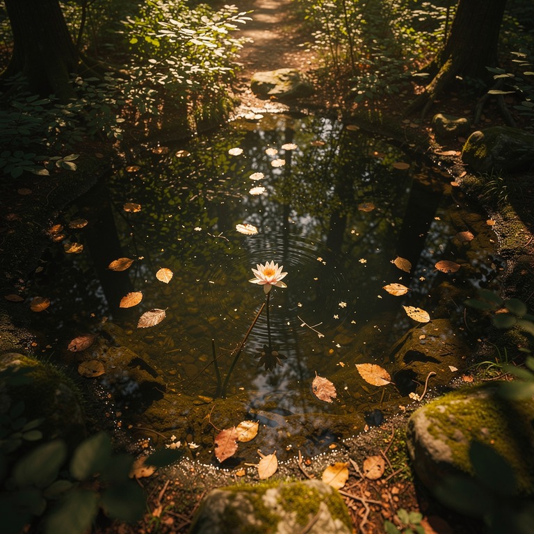 A tranquil forest pool reflecting the dappled light of the s... | ShopAyahuascaRetreats
