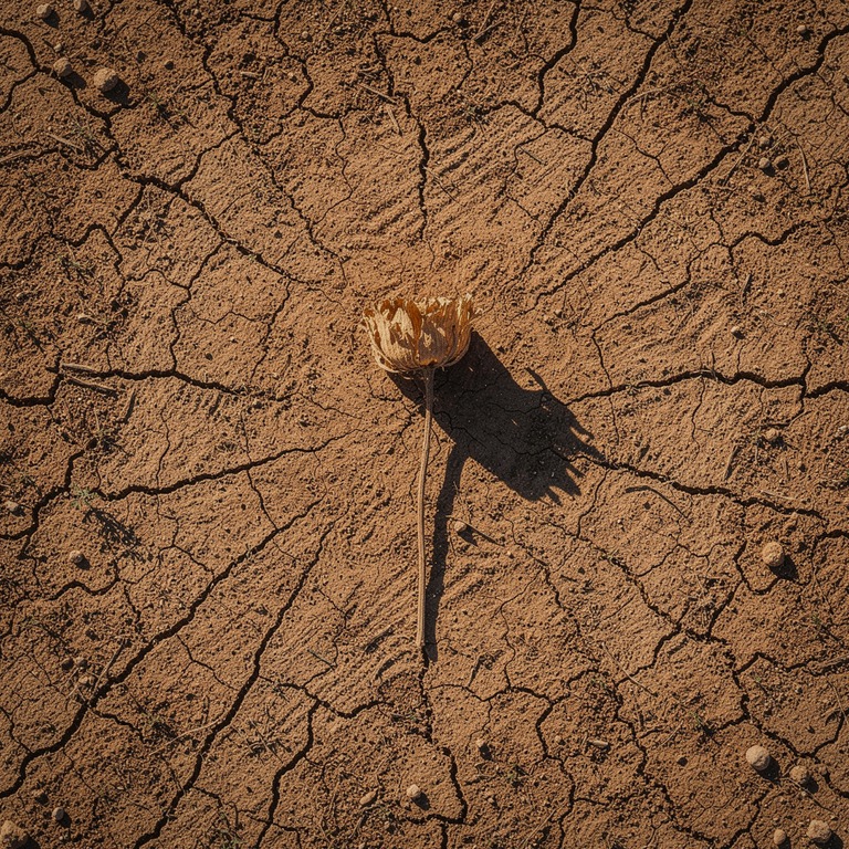 A withered, dying flower lies on a cracked, dry earth surfac... | ShopAyahuascaRetreats