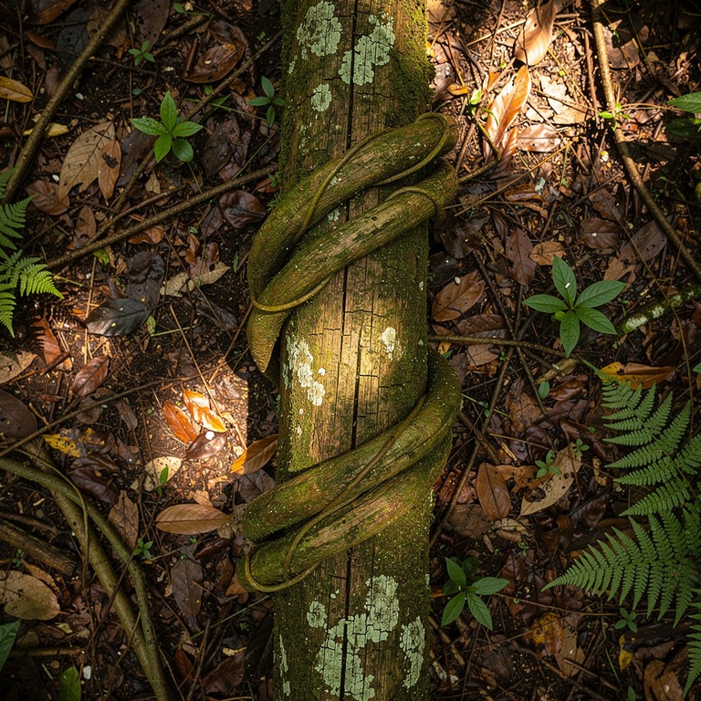 Ayahuasca vine wrapped around an old tree trunk, rainforest ... | ShopAyahuascaRetreats