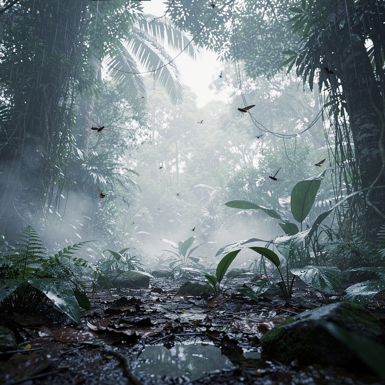 Jungle clearing after heavy rain, steam rising from leaf lit... | ShopAyahuascaRetreats