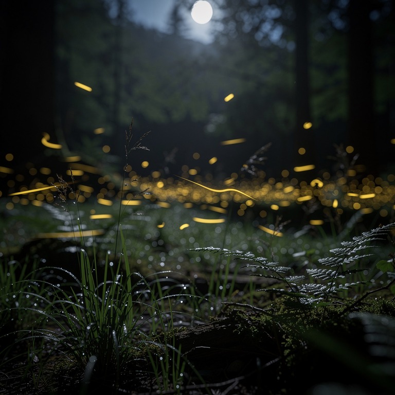 Swarm of fireflies in a dark forest clearing, long exposure | ShopAyahuascaRetreats